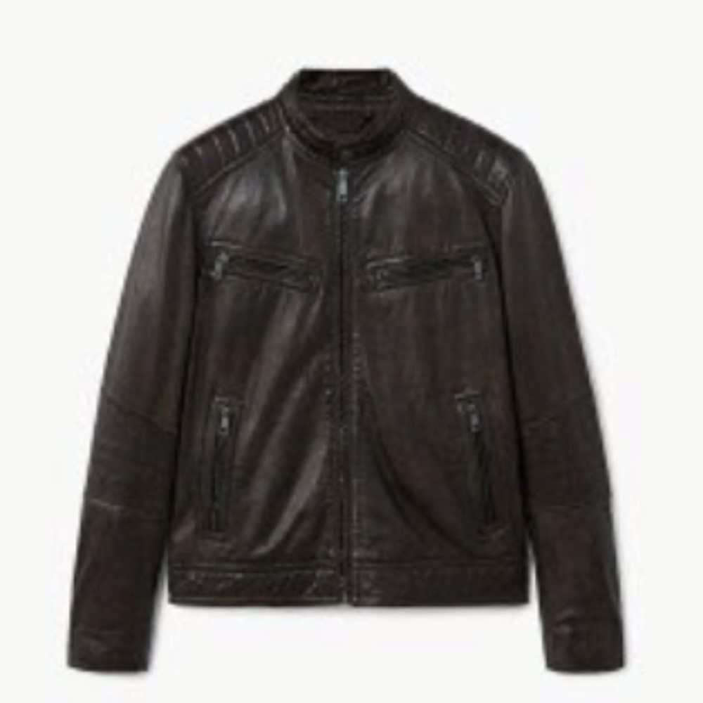 🚚Last 2 days🚚 Mango Man Leather Jacket